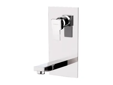 POLAR - Wall-mounted single handle washbasin mixer with plate _ Rubinetterie Mariani